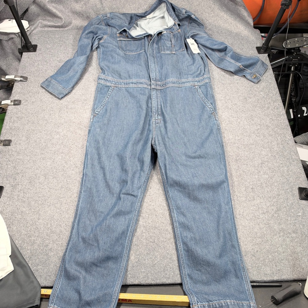 Lee Workwear Mens Organic Cotton Denim Coveralls Union Alls Mid Wash Blue Large